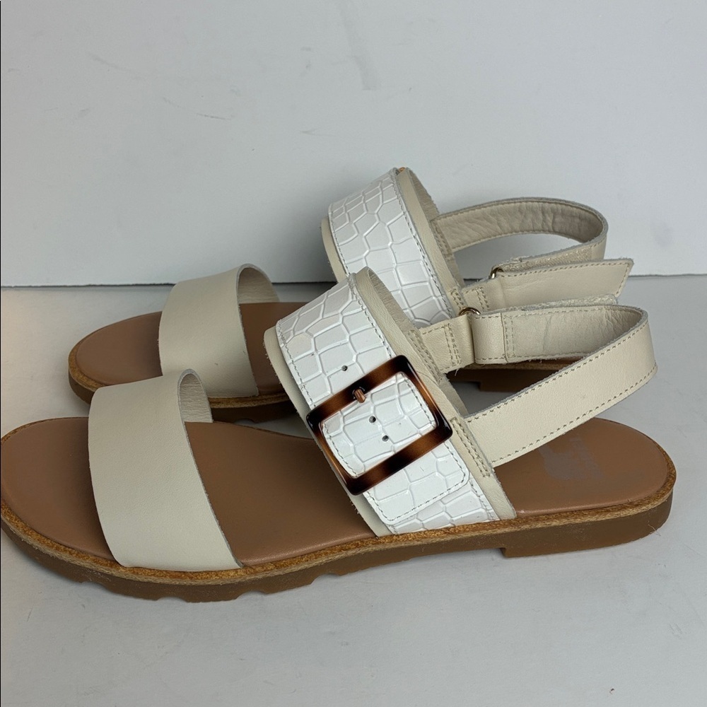 SOREL Ella III Slingback Women's Size 8.5 Chalk Gum 2 Leather Flat Sandal Slides - Picture 9 of 16